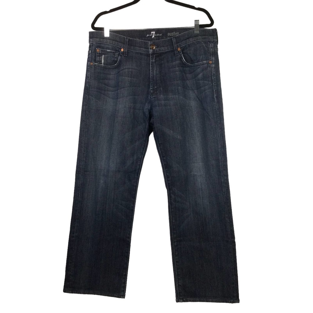 7 for all Mankind Austyn Men's Medium Wash Cotton Blend Straight Leg Jeans 36